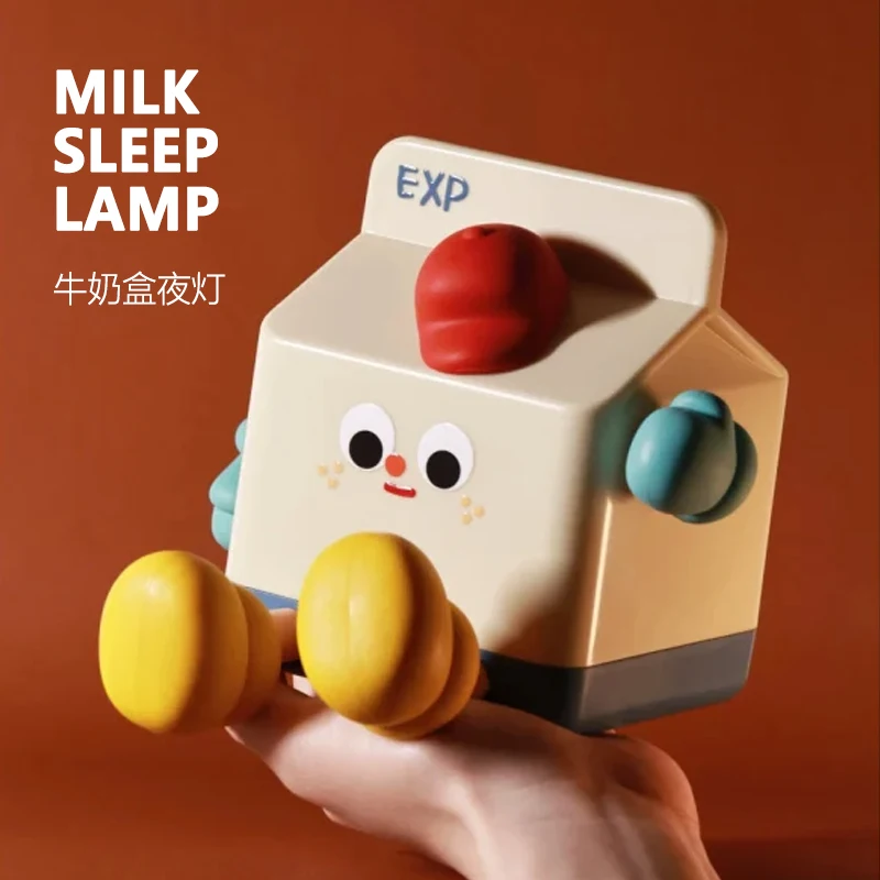 Молочная лампа для сна | Картонная коробка для молока с ночником Индукционная подача на круг Задержка выключения света Держатель мобильного телефона